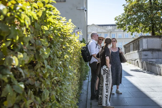 Karel guiding guests through a Brussels side street off the beaten path